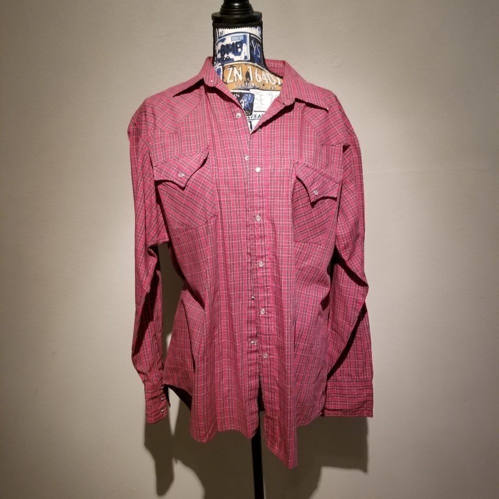 ELY CATTLEMAN XL SHIRT VINTAGE WESTERN COWBOY PEARL SNAP. B30